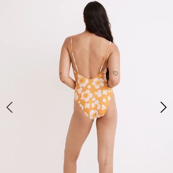 Madewell Second Wave Tie-Front One-Piece Swimsuit in Watercolor Floral - Picture 5 of 6